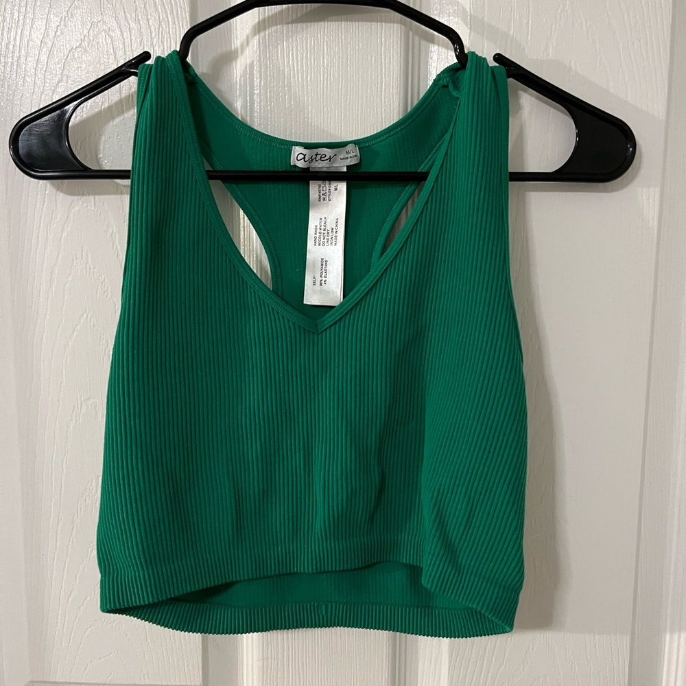 Green Cropped Tank Top